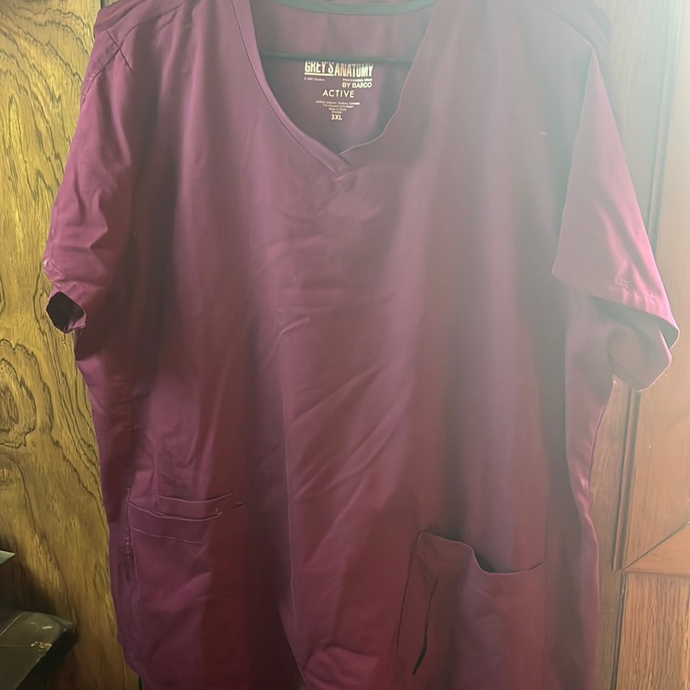 Greys Anatomy by Barco Active WineColorScrub set 3XL petite drawstring bottoms